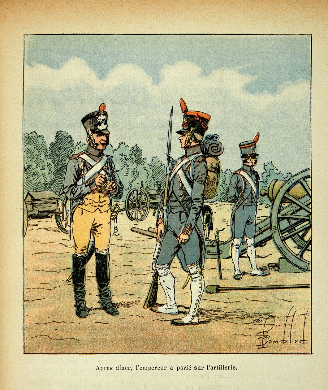 Ilustración de Louis Bombled del libro “El Memorial de Santa Helena” de Emmanuel de Las Cases: Artillería de la Guardia Imperial de Louis Charles Bombled