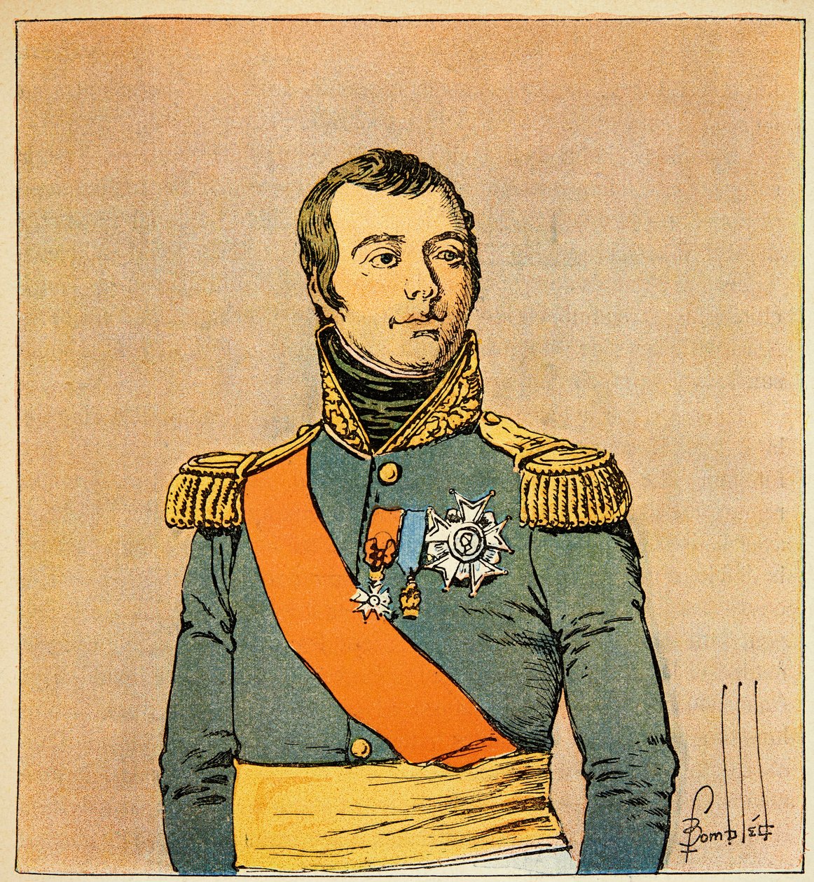 Ilustración de Louis Bombled del libro “El Memorial de Santa Helena” de Emmanuel de Las Cases: Retrato del mariscal Etienne Macdonald, Duque de Taranto de Louis Charles Bombled