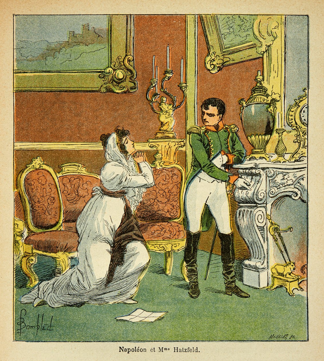 Clemencia del emperador Napoleón hacia la princesa de Hatzfeld, que pide la gracia de su esposo, de la colección privada de Louis Charles Bombled