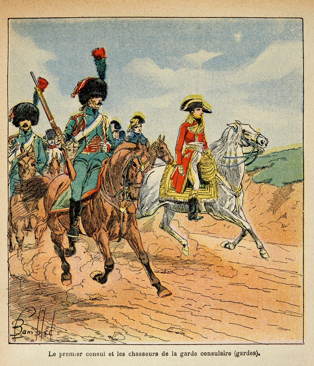 El Primer Cónsul y los cazadores de la Guardia Consular, de la colección privada de Louis Charles Bombled