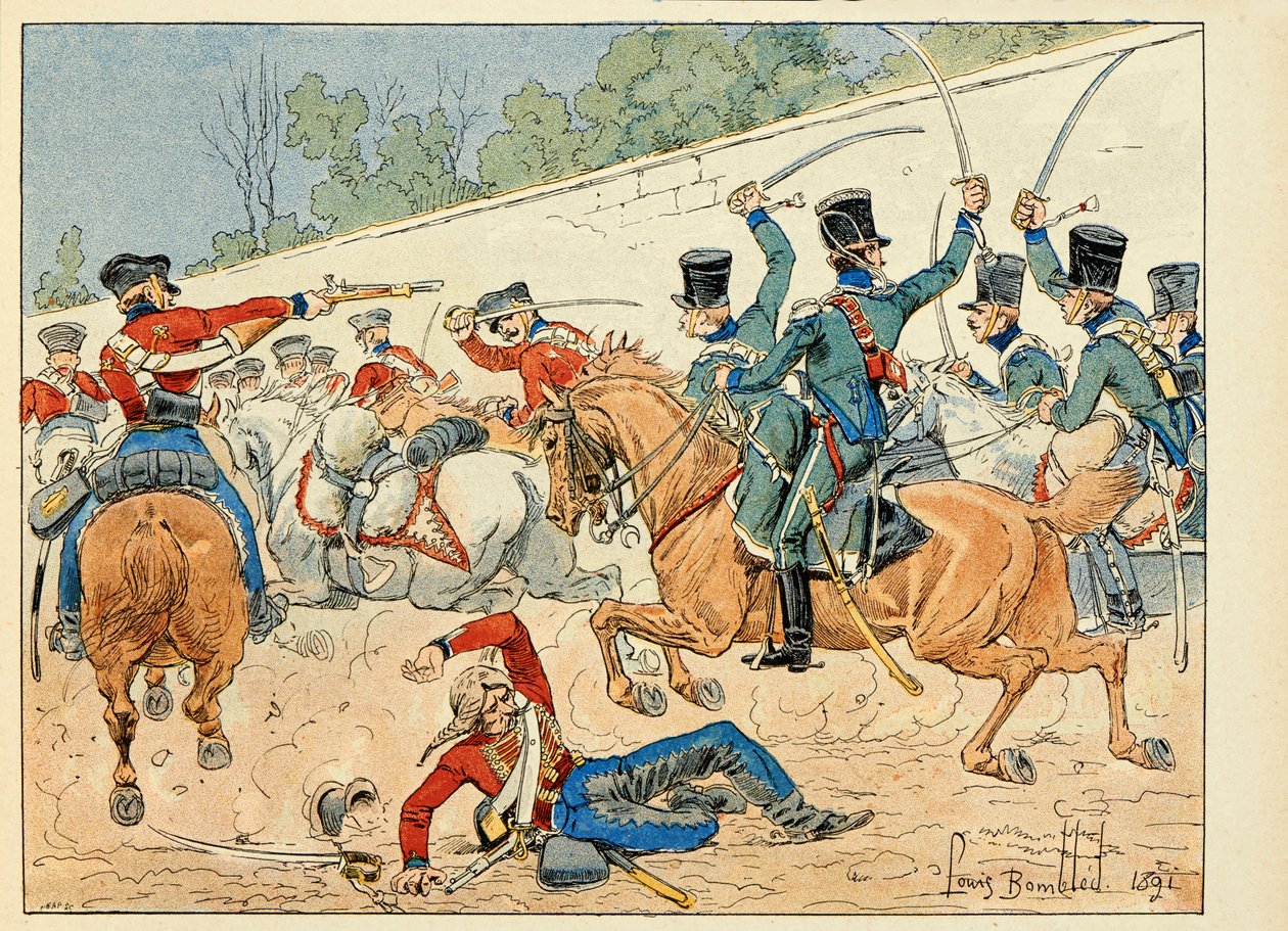 Ilustración del libro “Les heros du Siecle”, relatos anecdóticos de Dick de Lonlay e ilustrados por Louis Bombled (1862-1927) de Louis Charles Bombled