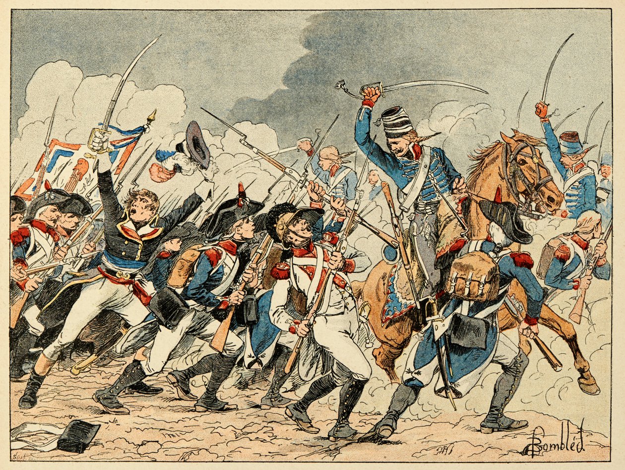 Ilustración del libro “Los héroes del siglo”, relatos anecdóticos de Dick de Lonlay e ilustrados por Louis Bombled (1862-1927) de Louis Charles Bombled