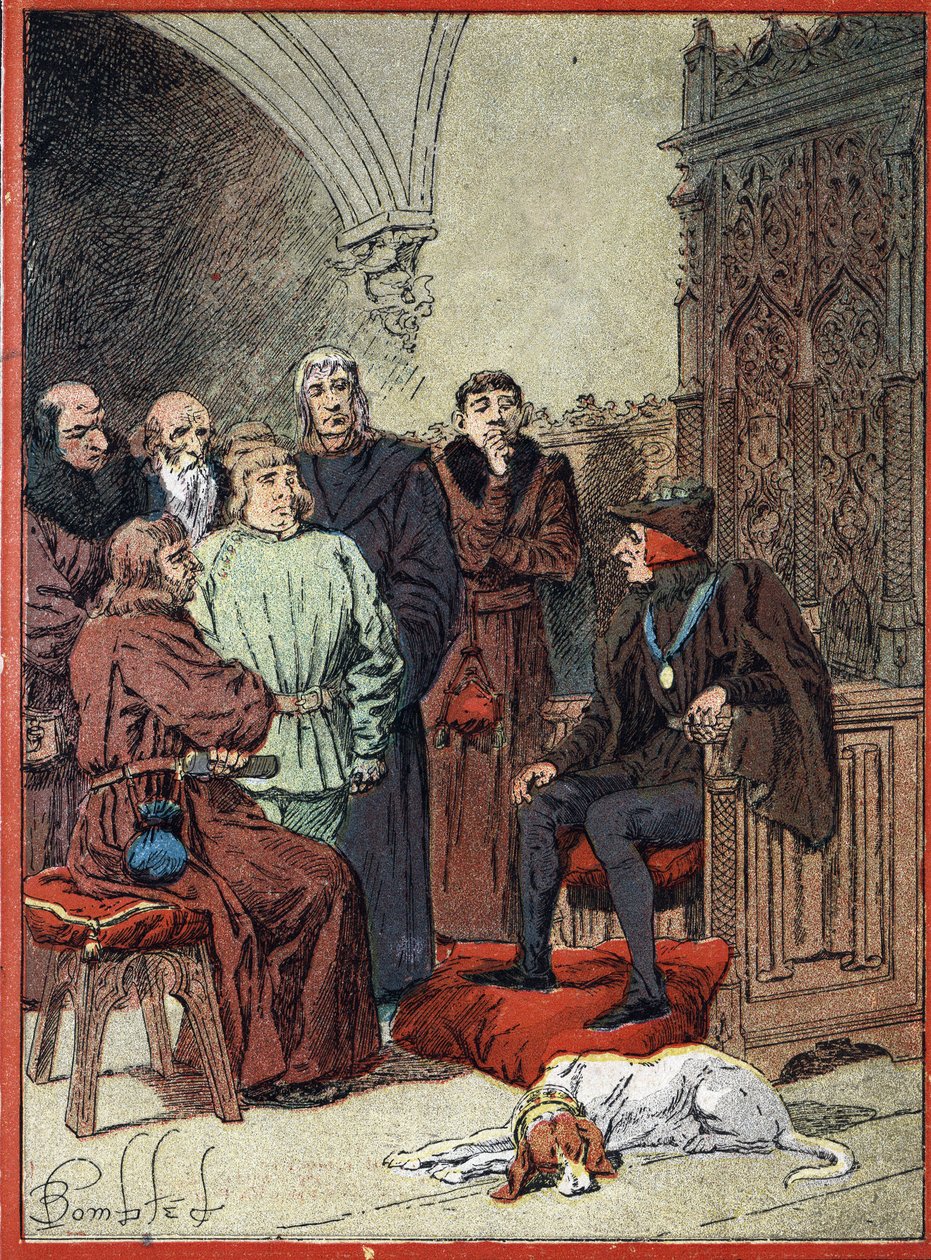 El rey Luis XII de Francia (1462-1515) recibiendo a los burgueses de París en el parloir aux bourgeois, primer ayuntamiento de París el 26/11/1514 (El rey de Francia Luis XII recibe en el “Salón de los Burgueses”, primer ayuntamiento de París a los represe de Louis Charles Bombled