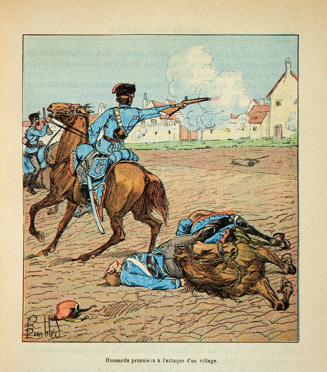 El ejército del Loira: Húsares prusianos atacaron un pueblo en octubre de 1870 de Louis Charles Bombled