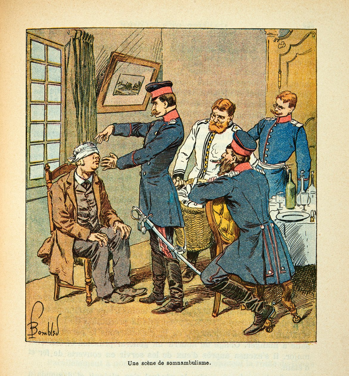 El ejército del Loira por Eugene Sergent, ilustrado por Louis Bombled (Guerra Franco-Prusiana; campaña de 1870-1871): Una escena de sonambulismo, Colección privada de Louis Charles Bombled