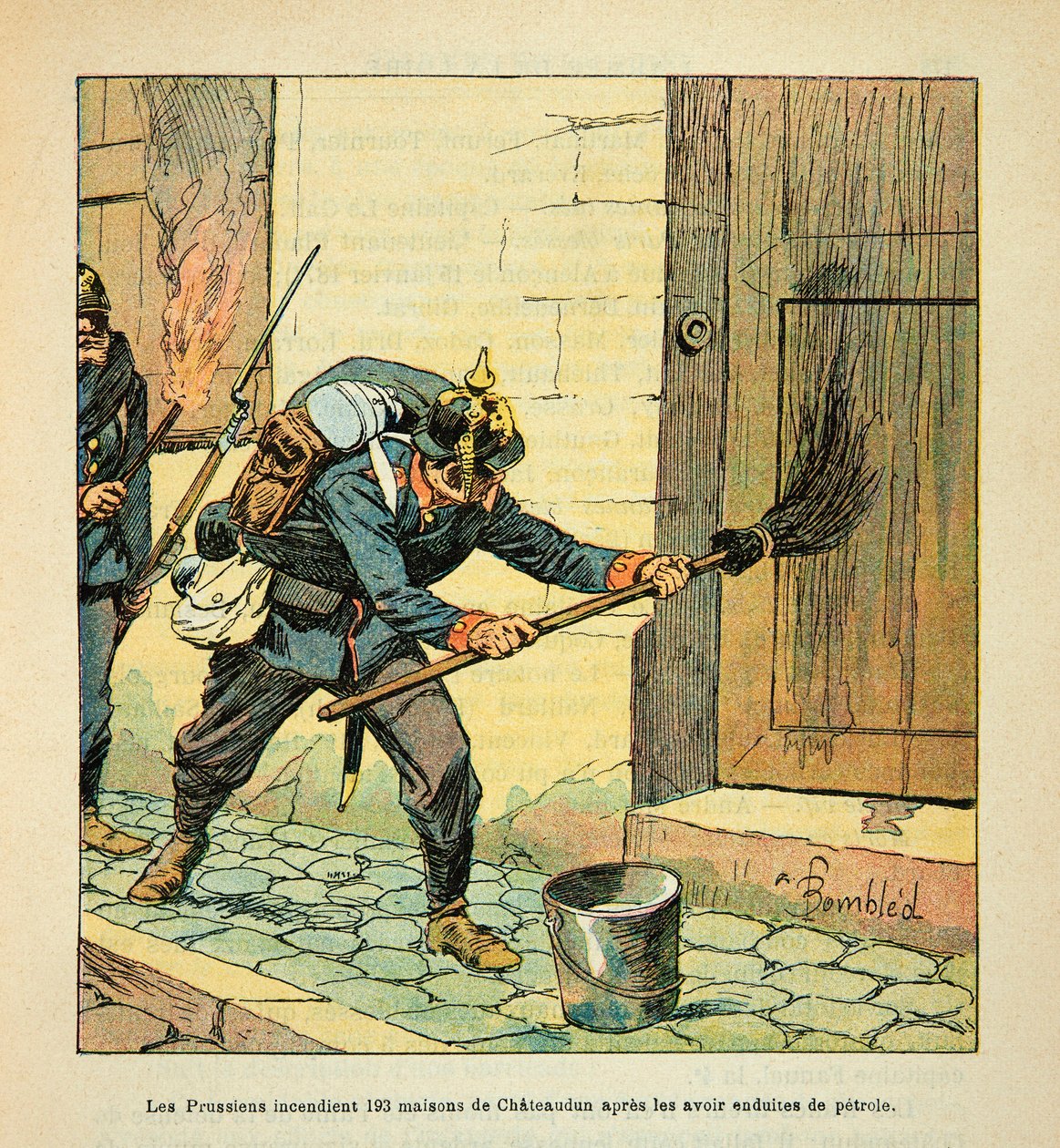 El ejército del Loira por Eugene Sergent, ilustrado por Louis Bombled (Guerra Franco-Prusiana; campaña de 1870-1871): Los prusianos incendian 193 casas después de la captura de la ciudad de Châteaudun, después de recubrirlas con aceite en octubre de Louis Charles Bombled