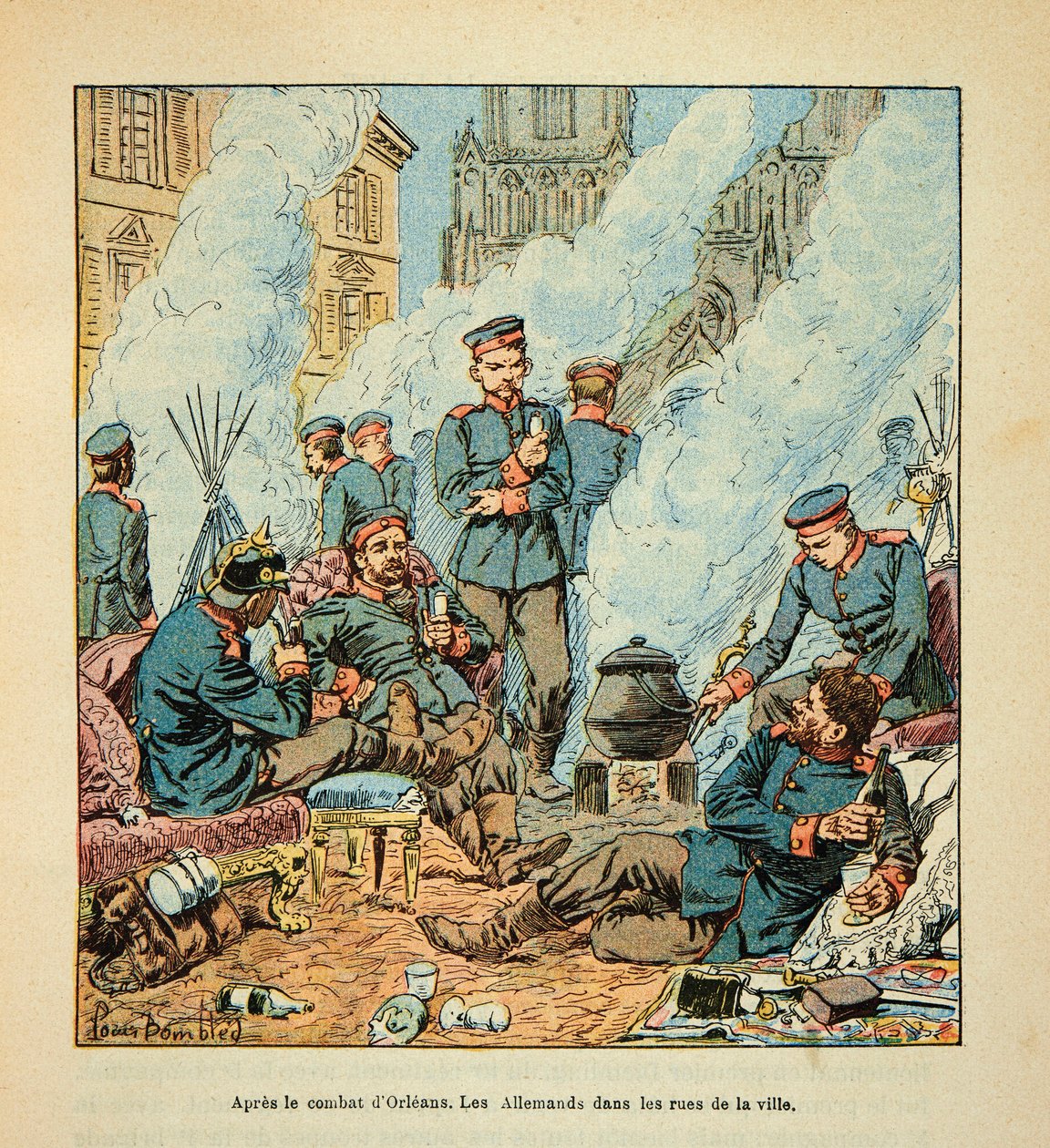 El Ejército del Loira por Eugene Sergent, conocido como Grenest, ilustrado por Louis Bombled (1862-1927) (Guerra Franco-Prusiana; campaña de 1870-1871): Los alemanes ocuparon la ciudad de Orleans el 11 de octubre de Louis Charles Bombled