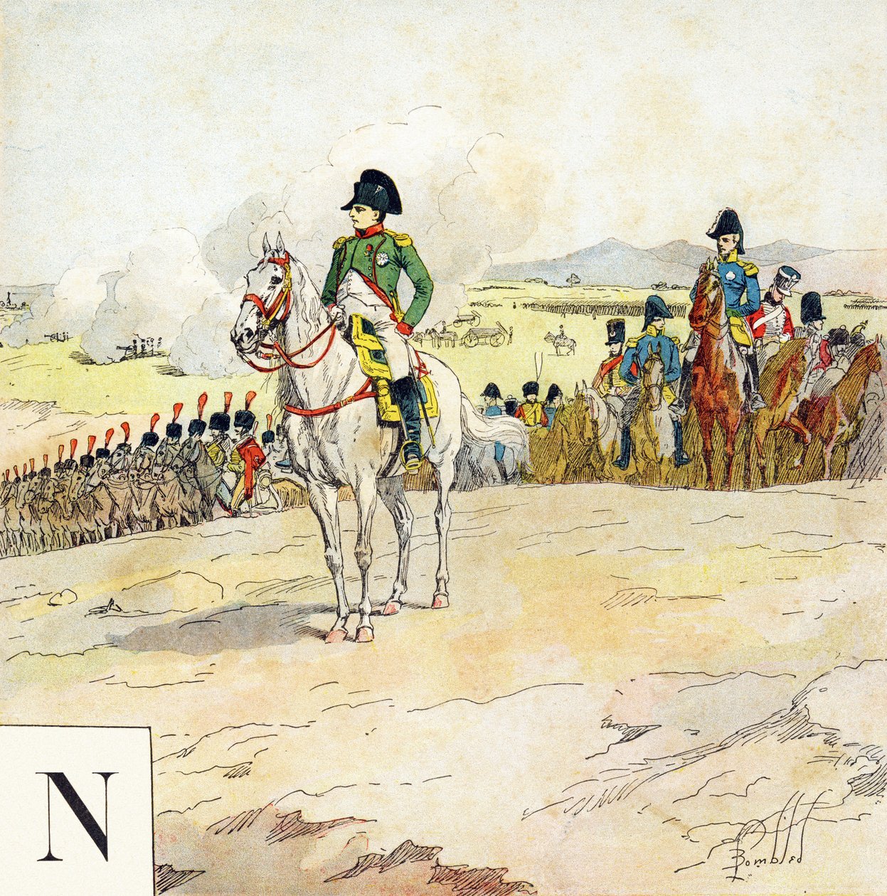 Letra N: Napoleón, "Seré soldado" - Alfabeto militar de Louis Charles Bombled