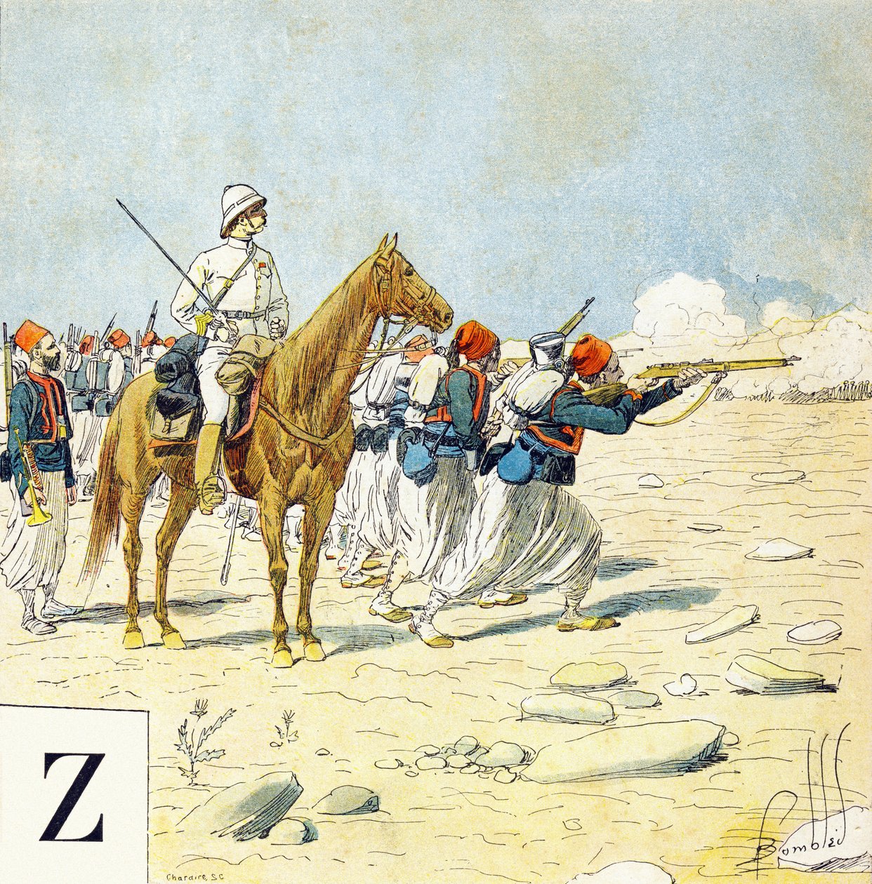 Letra Z: Zuavos, "Seré soldado" - Alfabeto militar de Louis Charles Bombled