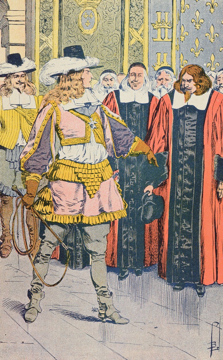 Luis XIV visitando el Parlamento Francés, ilustración de 