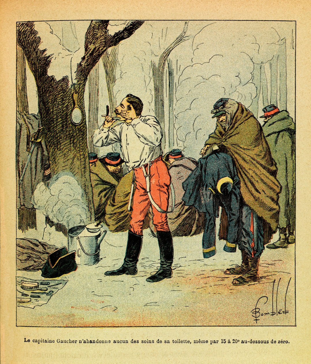 El ejército del Este (Guerra Franco-Alemana; campaña de 1870-1871): El capitán Gaucher no descuida su aseo ni en pleno invierno de Louis Charles Bombled