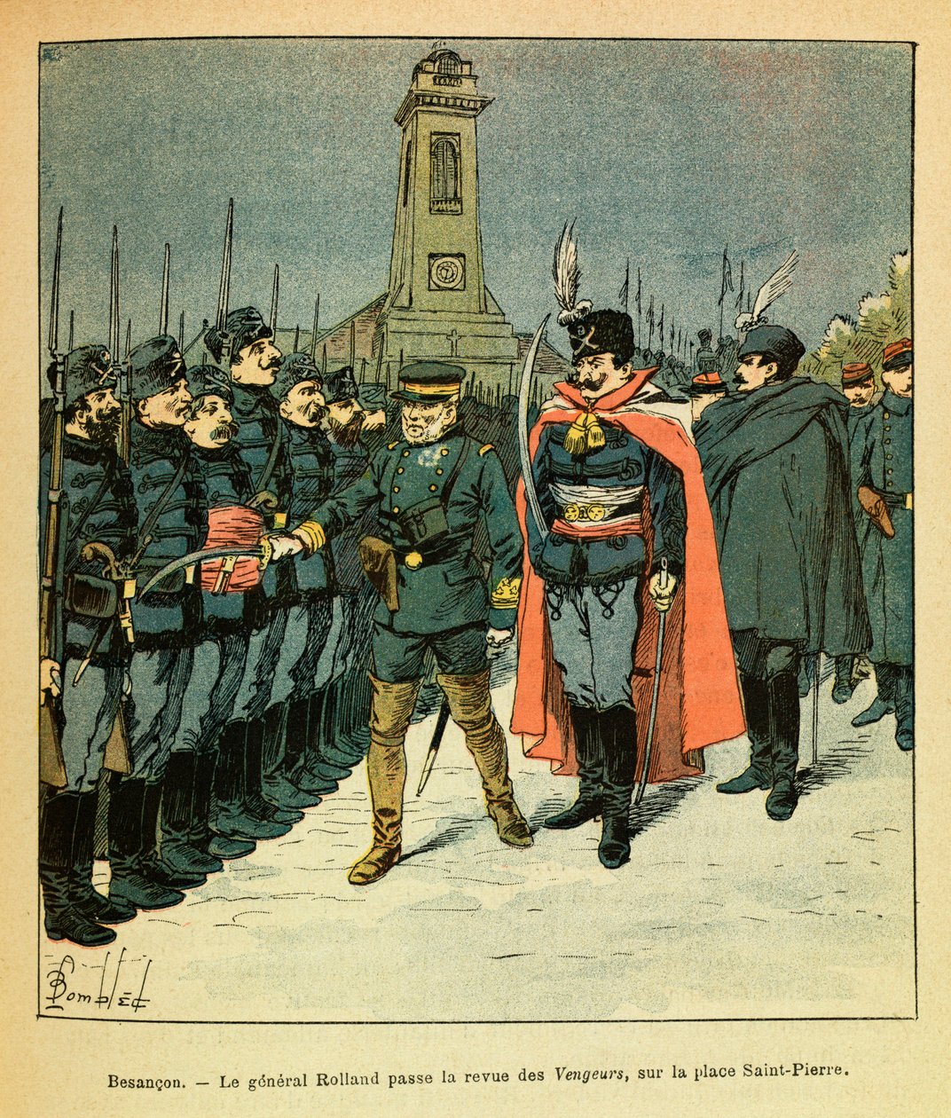 El ejército del Este: En Besançon, el general Rolland revisa la compañía de los 