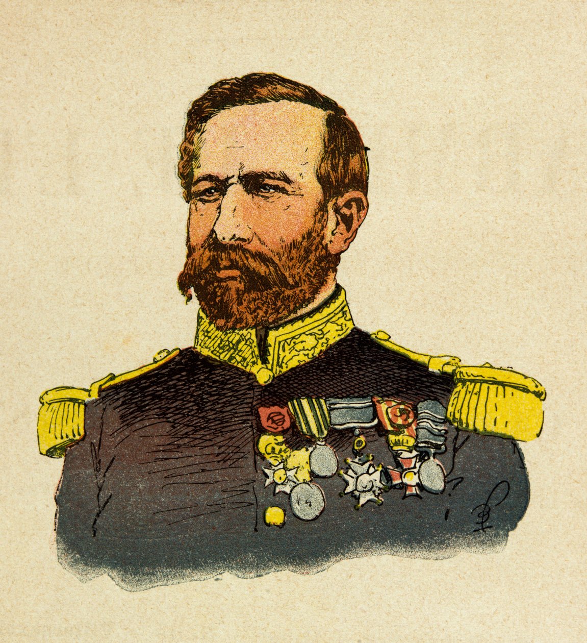 El ejército del Este de Eugene Sergeant, ilustrado por Louis Bombled (Guerra Franco-Prusiana; campaña de 1870-1871): Retrato del General Bourbaki (1816-1897) de Louis Charles Bombled