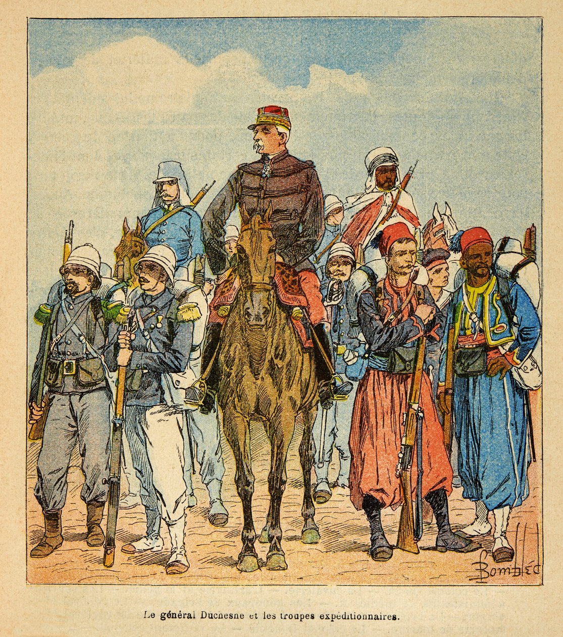 Anecdotario de la Guerra en Madagascar: General Duchesne con las tropas expedicionarias de Madagascar de Louis Charles Bombled