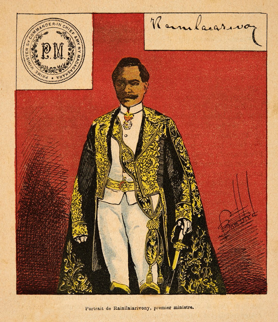 Anecdotario de la Guerra en Madagascar: Retrato del Primer Ministro Rainilaiarivony de Louis Charles Bombled