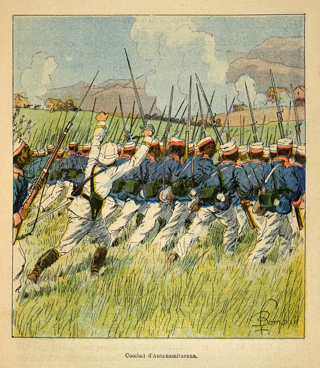 La guerra en Madagascar: Tropas francesas durante las batallas de Antanamitarana en 1895 de Louis Charles Bombled