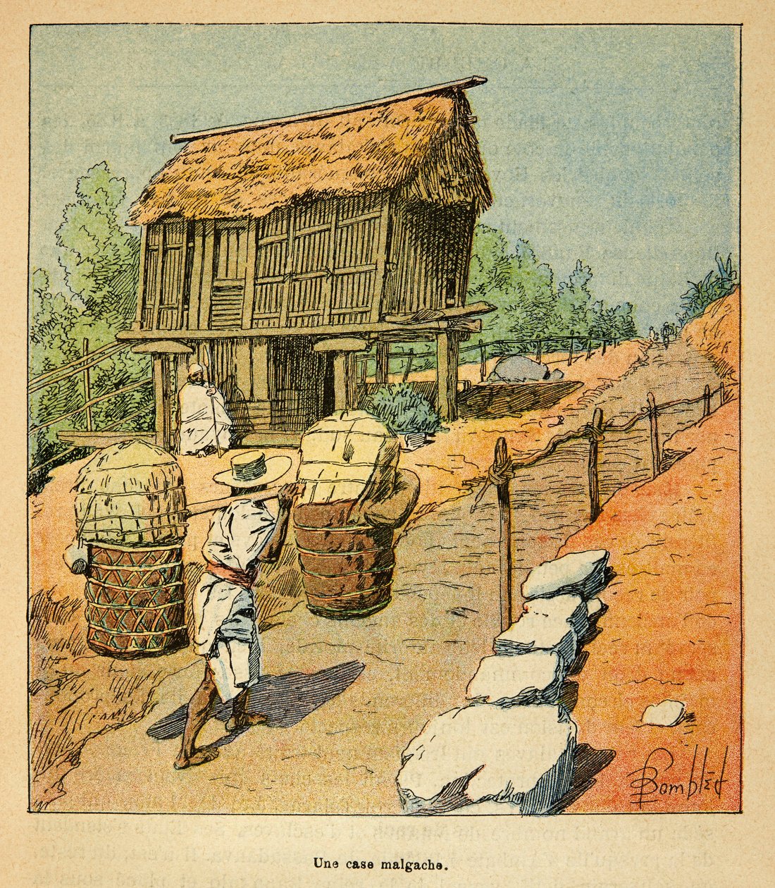 La guerra en Madagascar-Historia anecdótica de las expediciones francesas de 1885-1895 por Henri Galli, ilustrado por Louis Bombled: Un caso malgache en el siglo XIX, Colección privada de Louis Charles Bombled