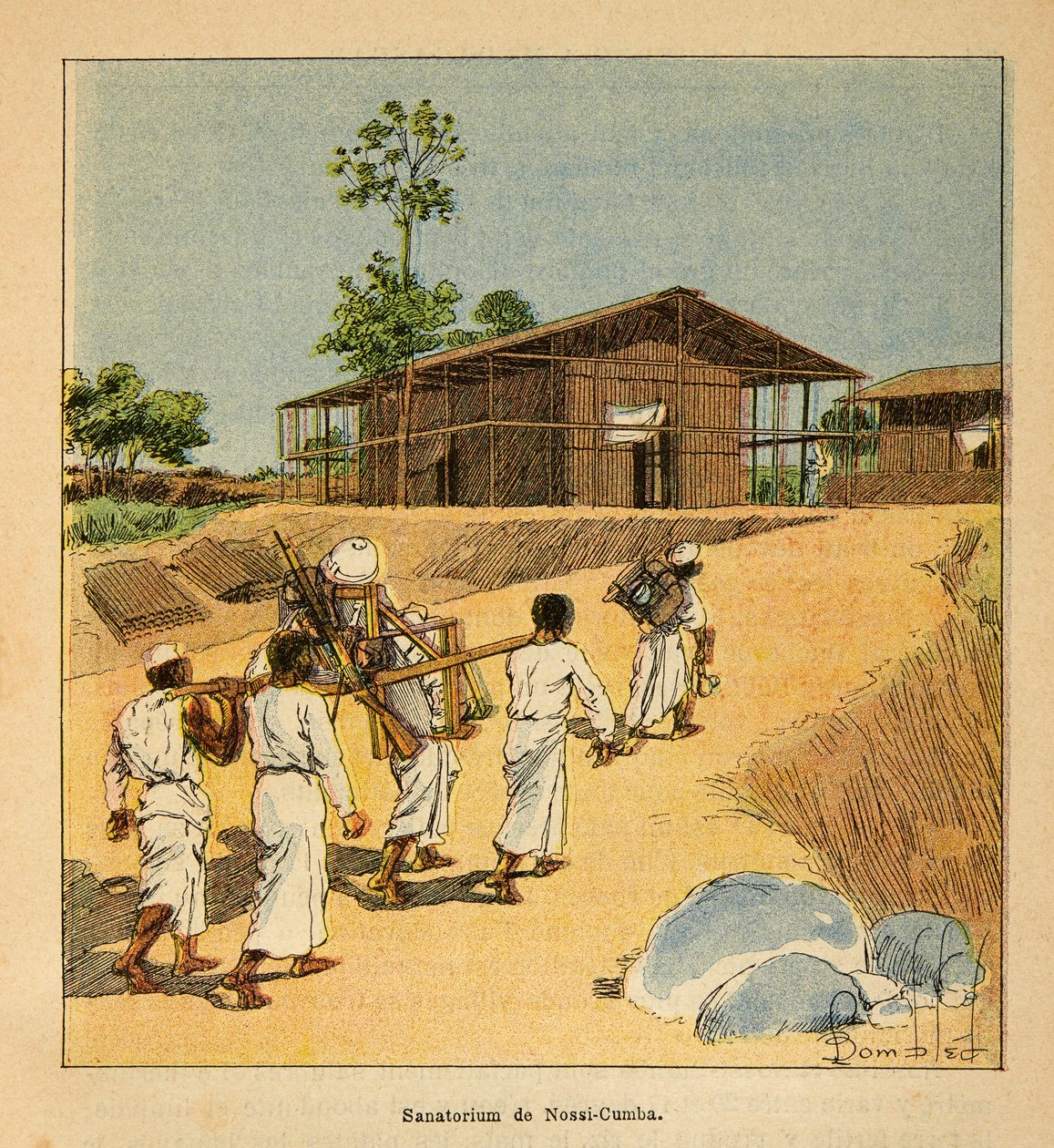 La Guerra en Madagascar-Historia Anecdótica de las Expediciones Francesas de 1885-1895 por Henri Galli dit Galllichet (1854-1922), ilustrado por Louis Bombled (1862-1927): Un sanatorio en Nossi-Cumba en el siglo XIX, Colección Parcial de Louis Charles Bombled