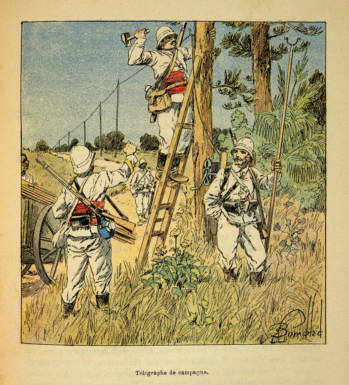 Anecdotario de la Guerra en Madagascar: Implementación del telégrafo de campaña por los militares en Madagascar en 1895 de Louis Charles Bombled