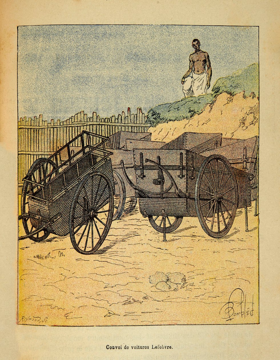 Anecdotario de la Guerra en Madagascar: Convoy de coches Lefebvre utilizados para el suministro de tropas de Louis Charles Bombled