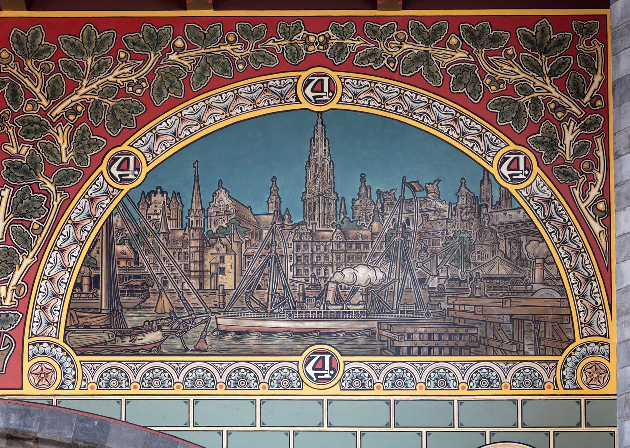 Edificio de la estación de ferrocarril (Sint-Pietersstation). Interior. 1912. Vestíbulo. de Louis Cloquet