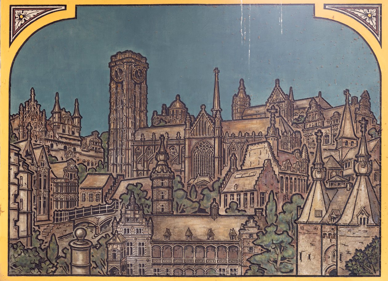 Edificio de la estación de ferrocarril (Sint-Pietersstation). Interior. 1912. Vestíbulo. de Louis Cloquet