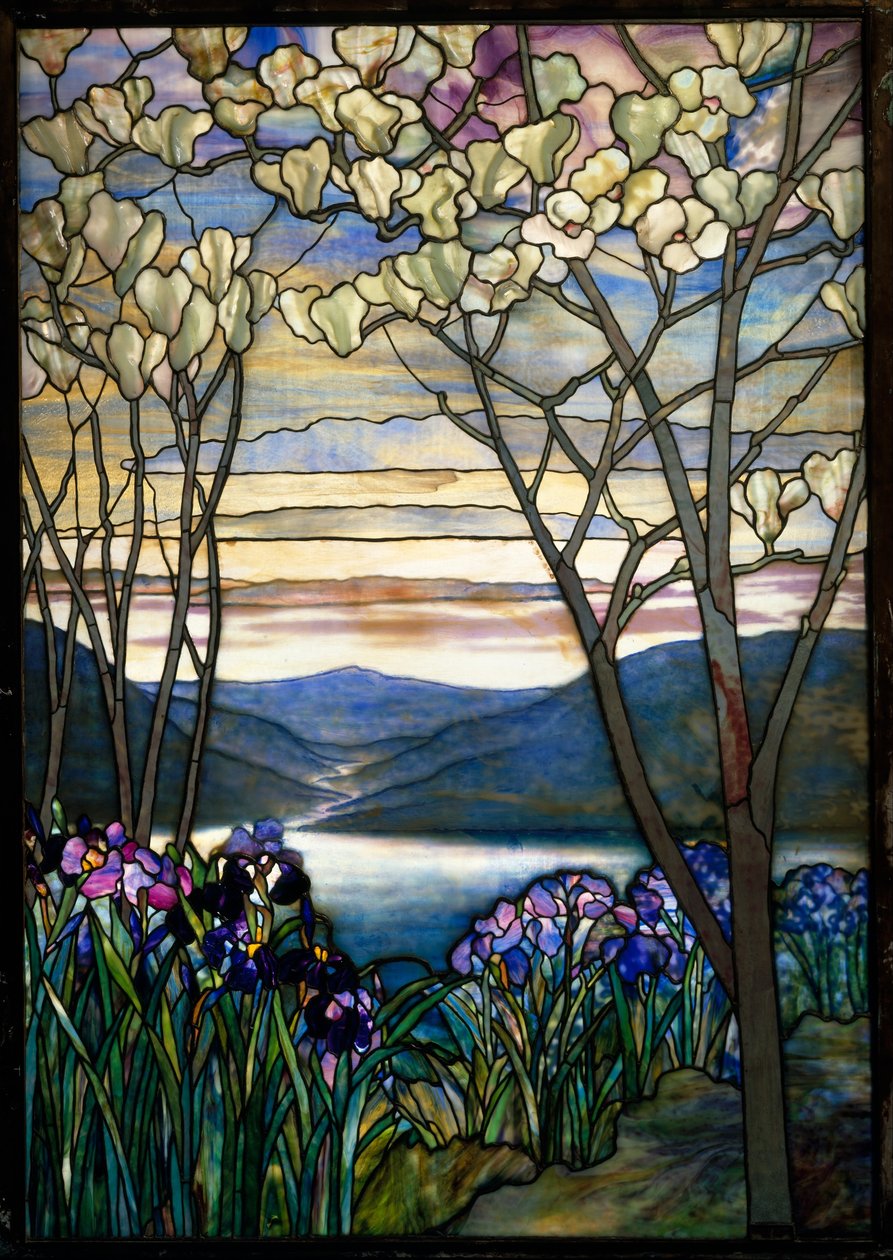 Magnolias e Iris, c.1908 de Louis Comfort Tiffany