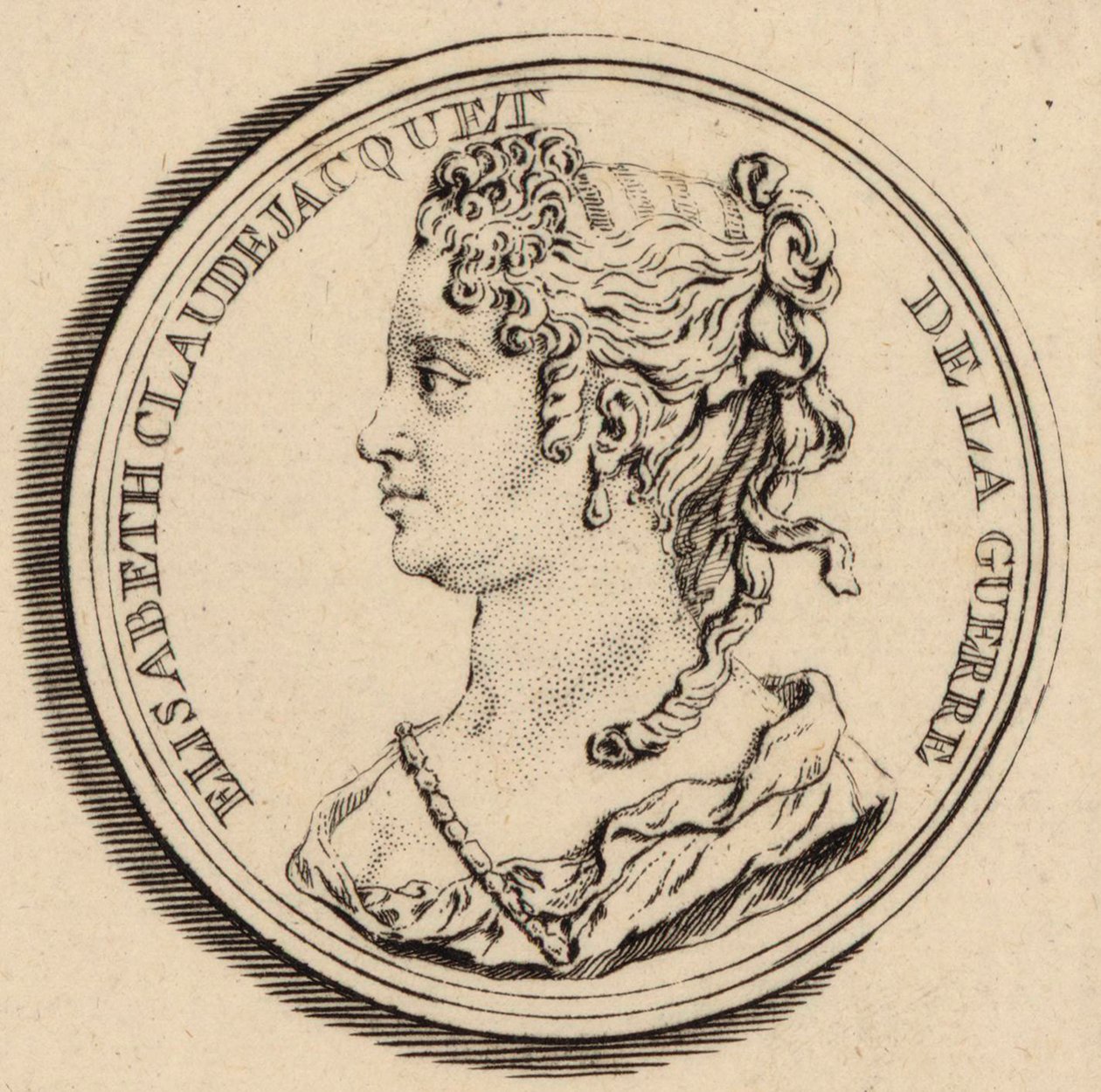Retrato de la compositora Elisabeth Claude Jacquet de La Guerre 1665-1729 de Louis Crepy