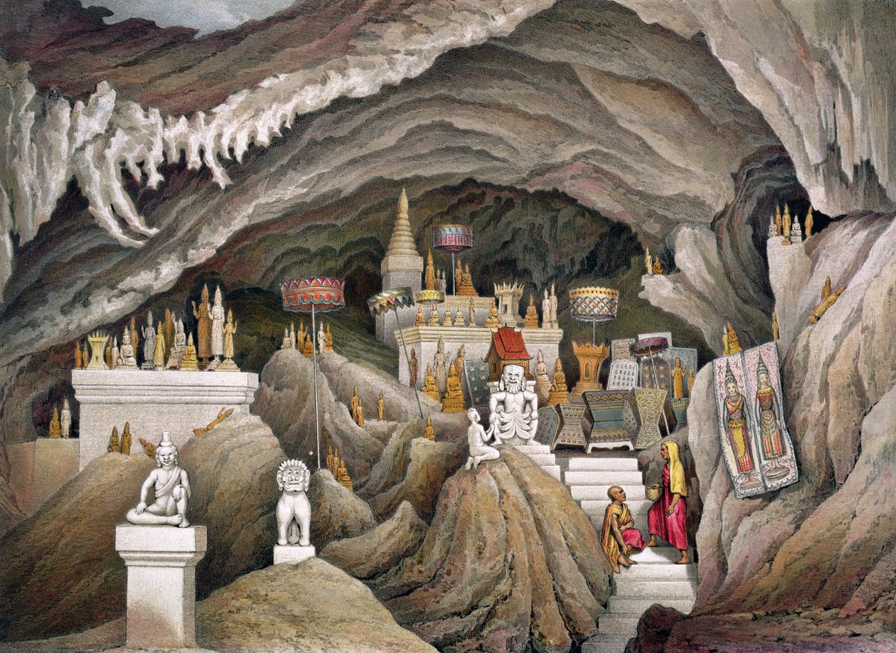 Interior de la gruta de Nam Hou, Laos, del 
