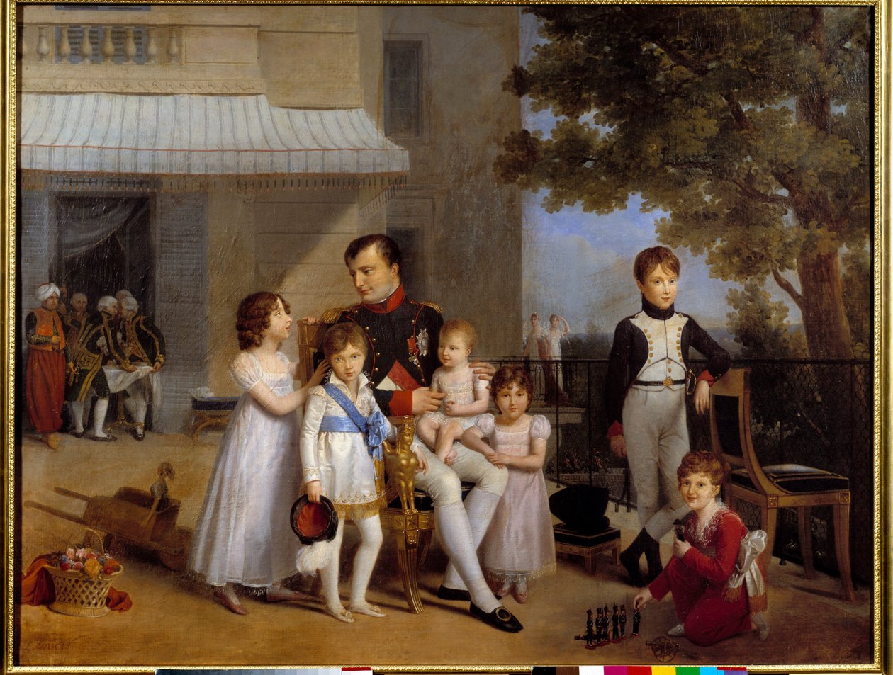 El Emperador Napoleón I rodeado por los niños de su familia en la terraza del castillo de Saint Cloud en 1810 de Louis Ducis