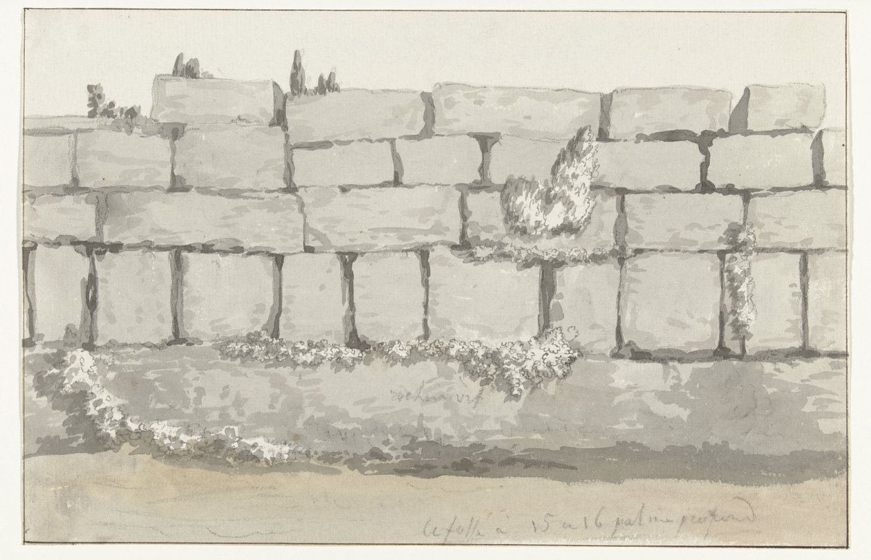 El autor de la construcción del templo antiguo en la antigua ciudad de Manduria
Estructura exterior de la muralla de la antigua Manduria
Viaje a Italia, Sicilia y Malta - 1778 (título de la serie) de Louis Ducros