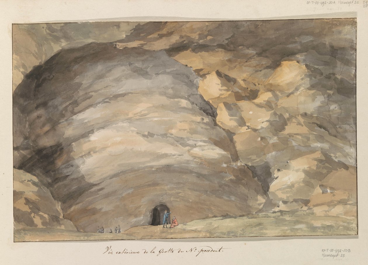 Vista exterior de la cueva de Santa María Capella
Vista exterior de la cueva del número anterior (título en el objeto)
Viaje a Italia, Sicilia y Malta - 1778 (título de la serie) de Louis Ducros
