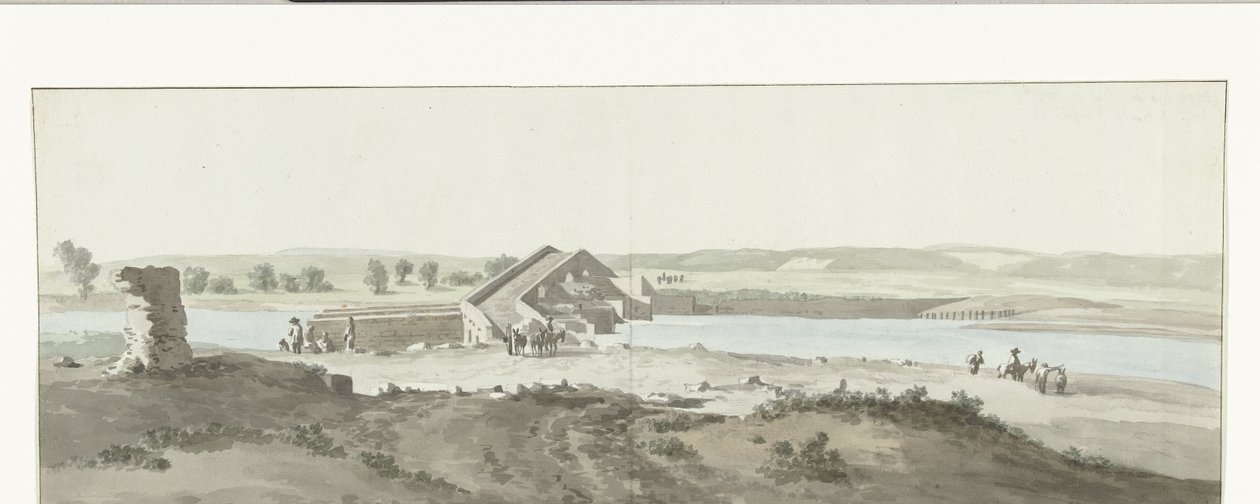 Vista de Canosa sobre el río Ofanto en Puglia
Vista del puente de Canosa sobre el río Ofanto (Aufidus) (título en el objeto)
Viaje a Italia, Sicilia y Malta - 1778 (título de la serie) de Louis Ducros