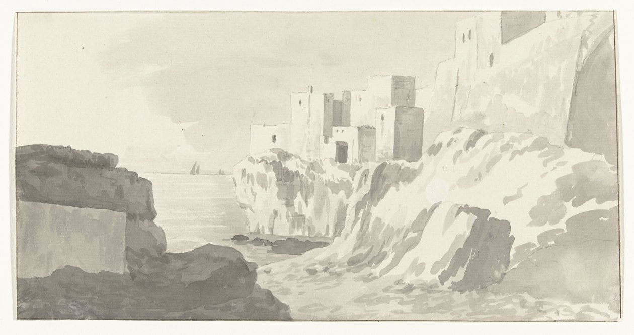 Visión de Polignano
Vista de la ciudad Polignano (título en el objeto)
Viaje a Italia, Sicilia y Malta - 1778 (título de la serie) de Louis Ducros