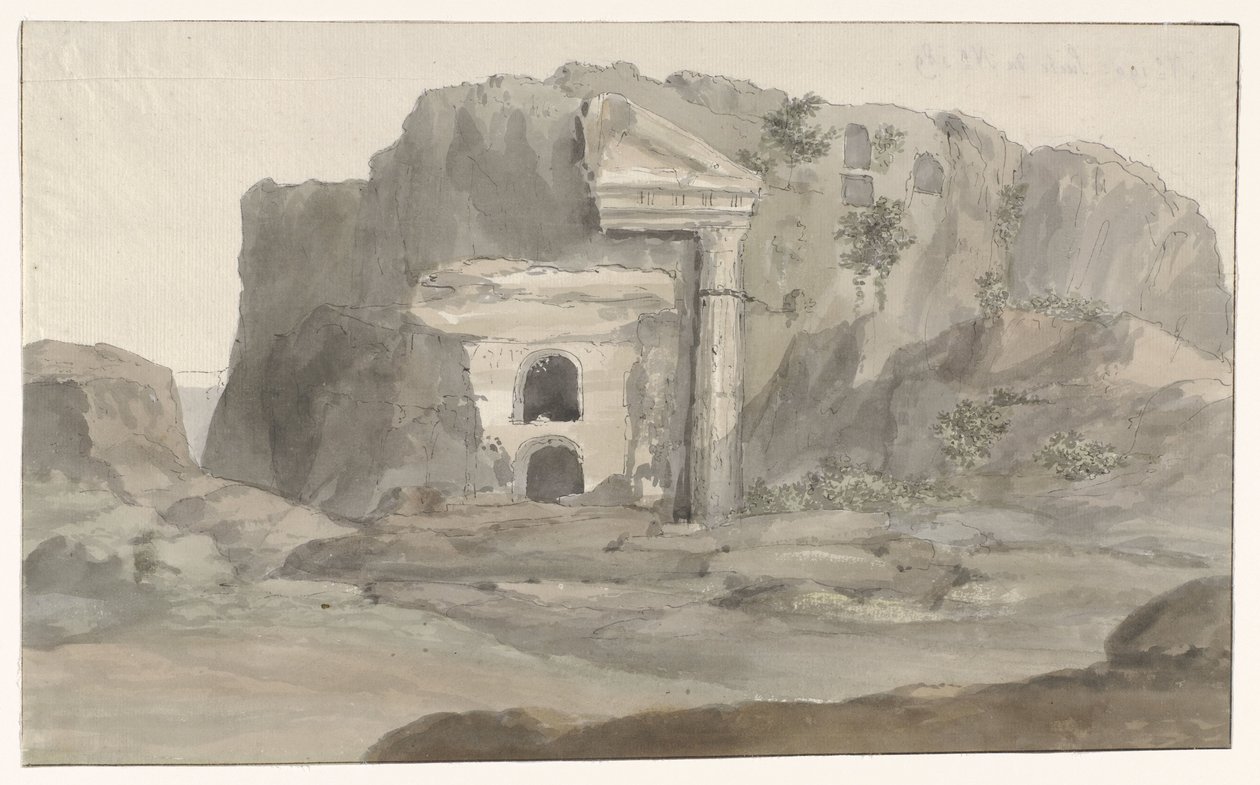 Tumbas con fachada de estilo dórico talladas en la roca cerca de Siracusa
Voyage en Italie, en Sicile et à Malte - 1778 (título de la serie) de Louis Ducros