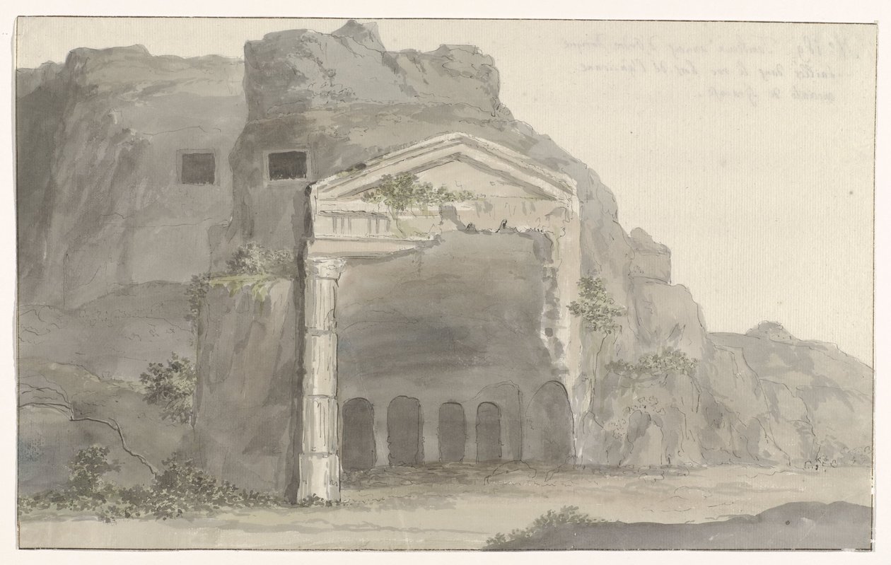 Tumbas con fachada de estilo dórico talladas en la roca cerca de Siracusa
Voyage en Italie, en Sicile et à Malte - 1778 (título de la serie) de Louis Ducros