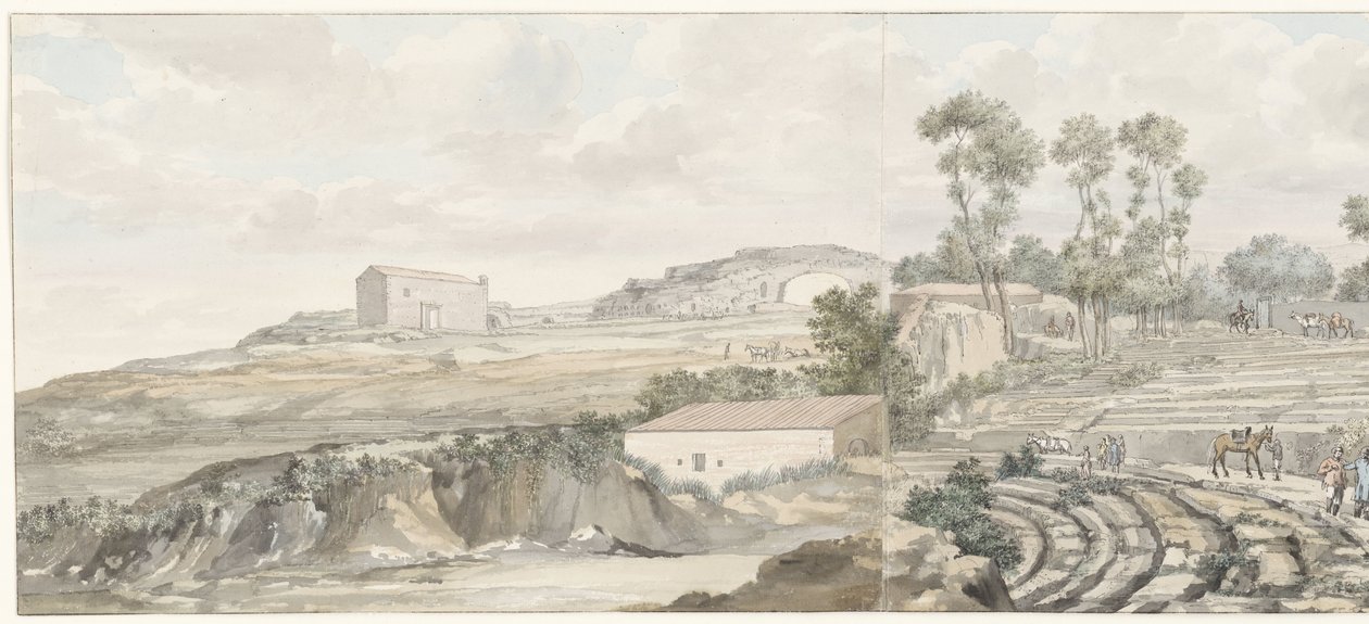 Interieur met trappen van theater in Syracuse
Vista del interior y de las gradas del Teatro de Siracusa (título en el objeto)
Voyage en Italie, en Sicile et à Malte - 1778 (título de la serie) de Louis Ducros