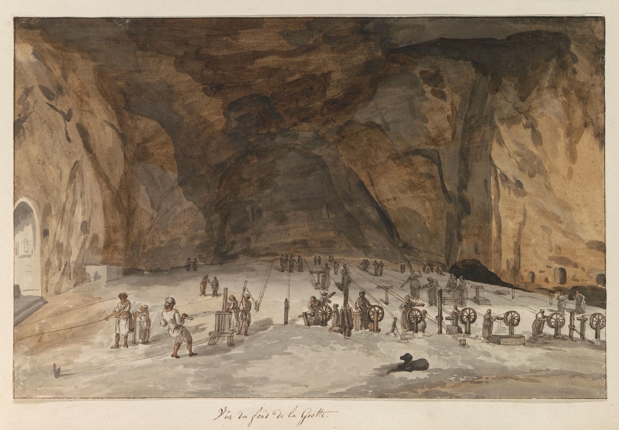 Interior de la gruta de Santa María Capella
Vista desde la parte trasera de la Gruta (título en el objeto)
Viaje a Italia, Sicilia y Malta - 1778 (título de la serie) de Louis Ducros