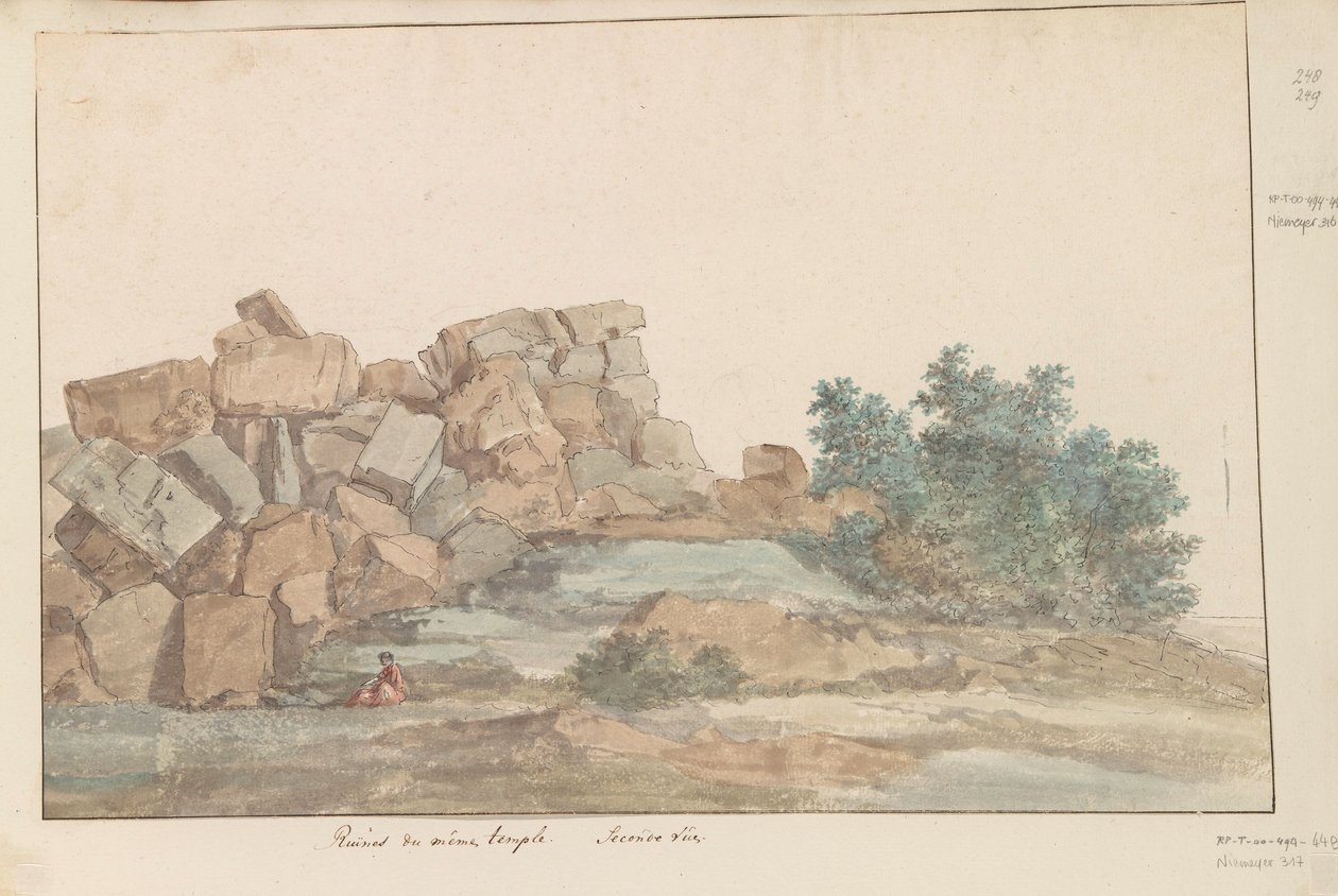 El templo de Zeus Olympus en Agrigento
Ruinas del mismo templo. Segunda vista (título en el objeto)
Viaje a Italia, Sicilia y Malta - 1778 (título de la serie) de Louis Ducros