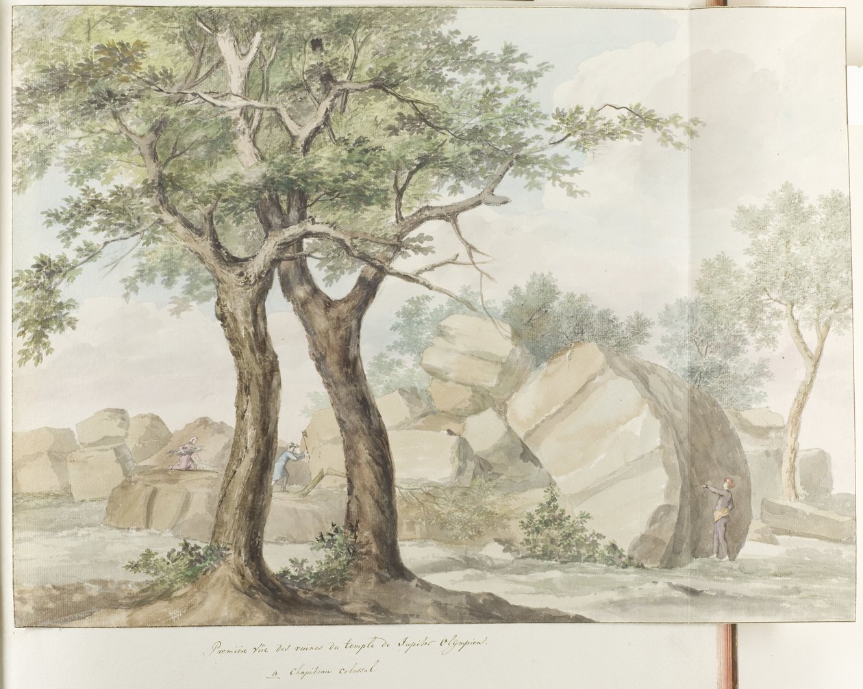 Ruïne van Zeus Olympus tempel in oude Agrigento
Primera vista de las ruinas del templo de Júpiter Olímpico (título en el objeto)
Viaje a Italia, Sicilia y Malta - 1778 (título de la serie) de Louis Ducros