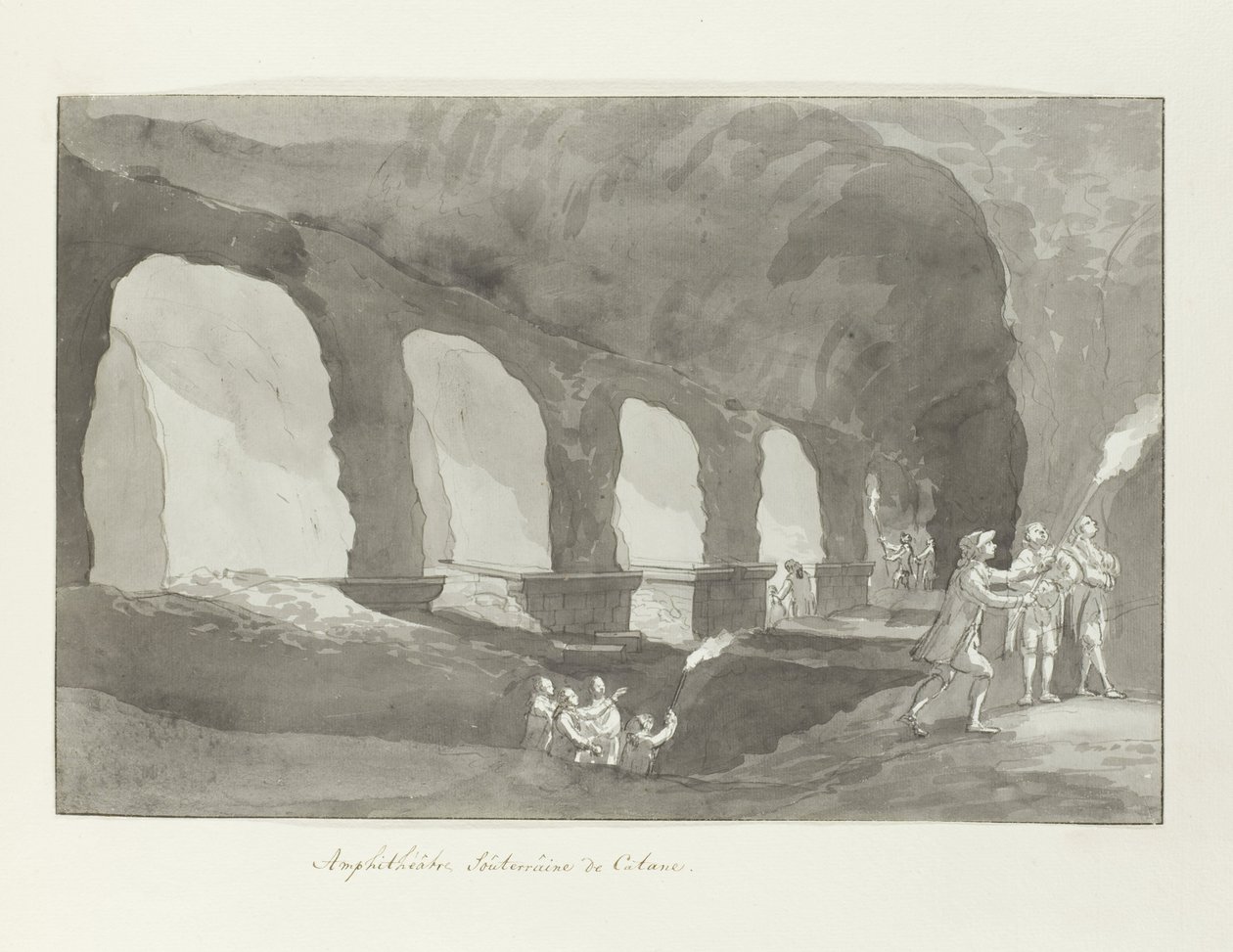 El terreno del teatro de Catanië
Anfiteatro de Catania (título en el objeto)
Viaje a Italia, Sicilia y Malta - 1778 (título de la serie) de Louis Ducros
