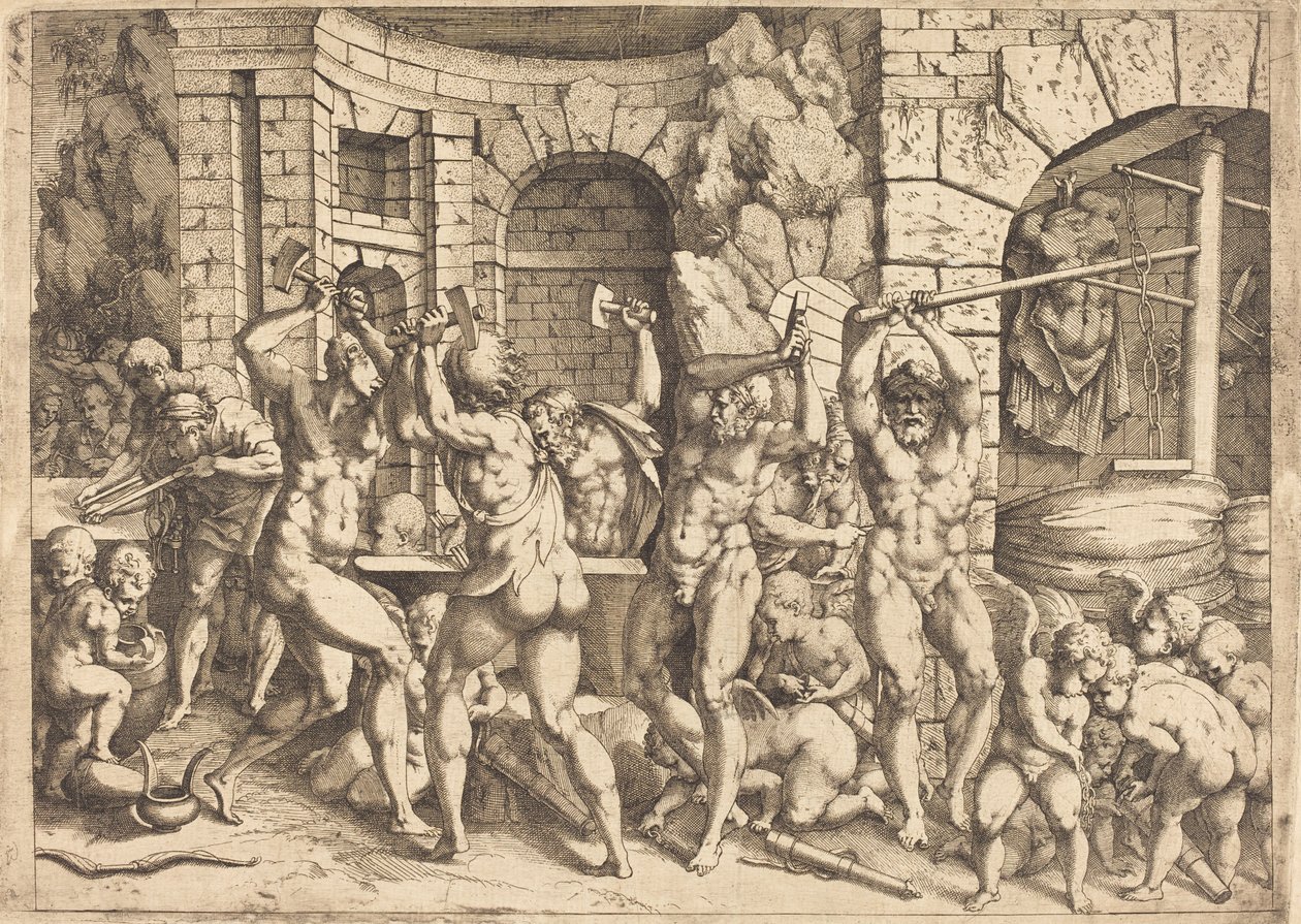 La Fragua de Vulcano de Louis Elle I after Francesco Primaticcio