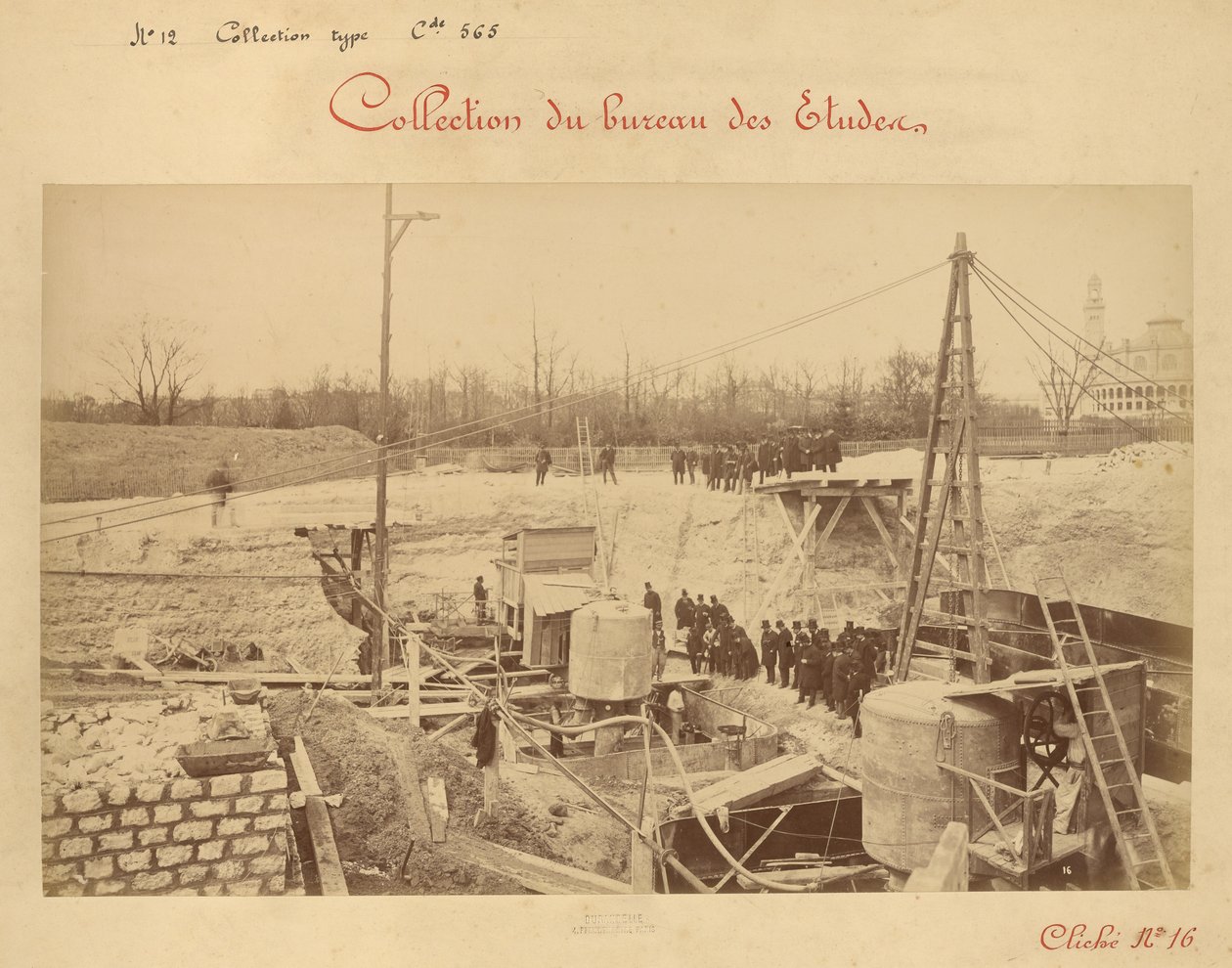 Muelle de proa (nº 4) del lado Grenelle, visita de la Sociedad de Arquitectos de Louis Emile Durandelle