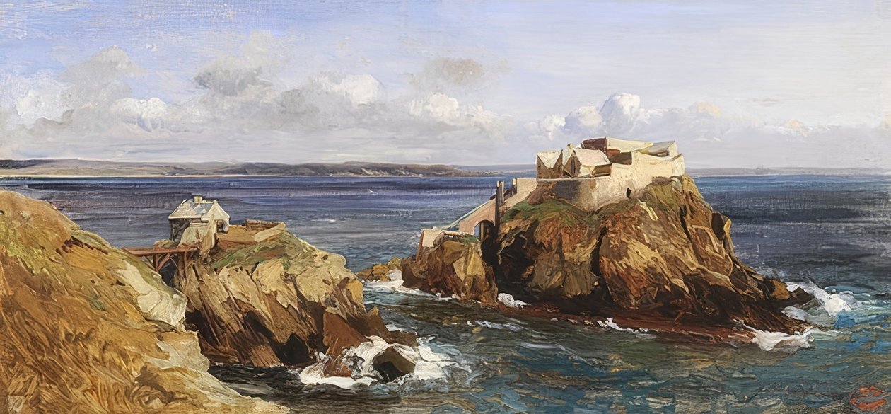 Vista de la fortaleza de Bertheaume de Eugene Isabey