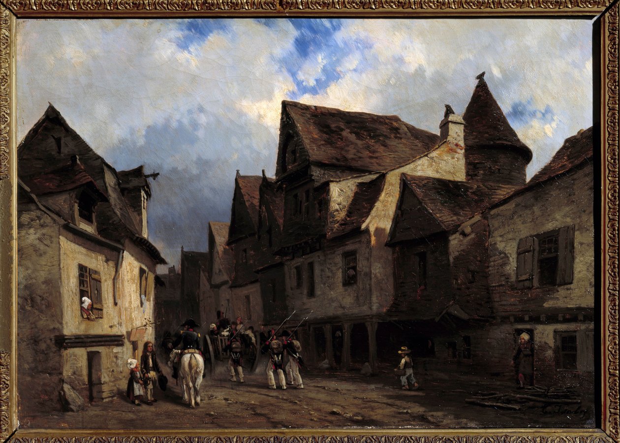 Calle de un pueblo bretón de Louis Eugene Gabriel Isabey