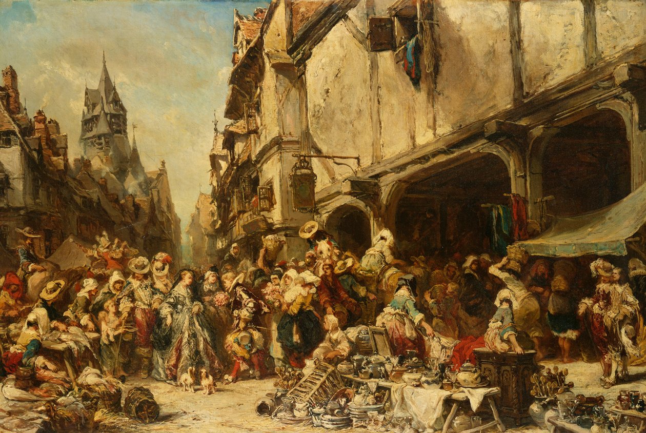 La plaza del mercado, 1862 de Eugene Isabey