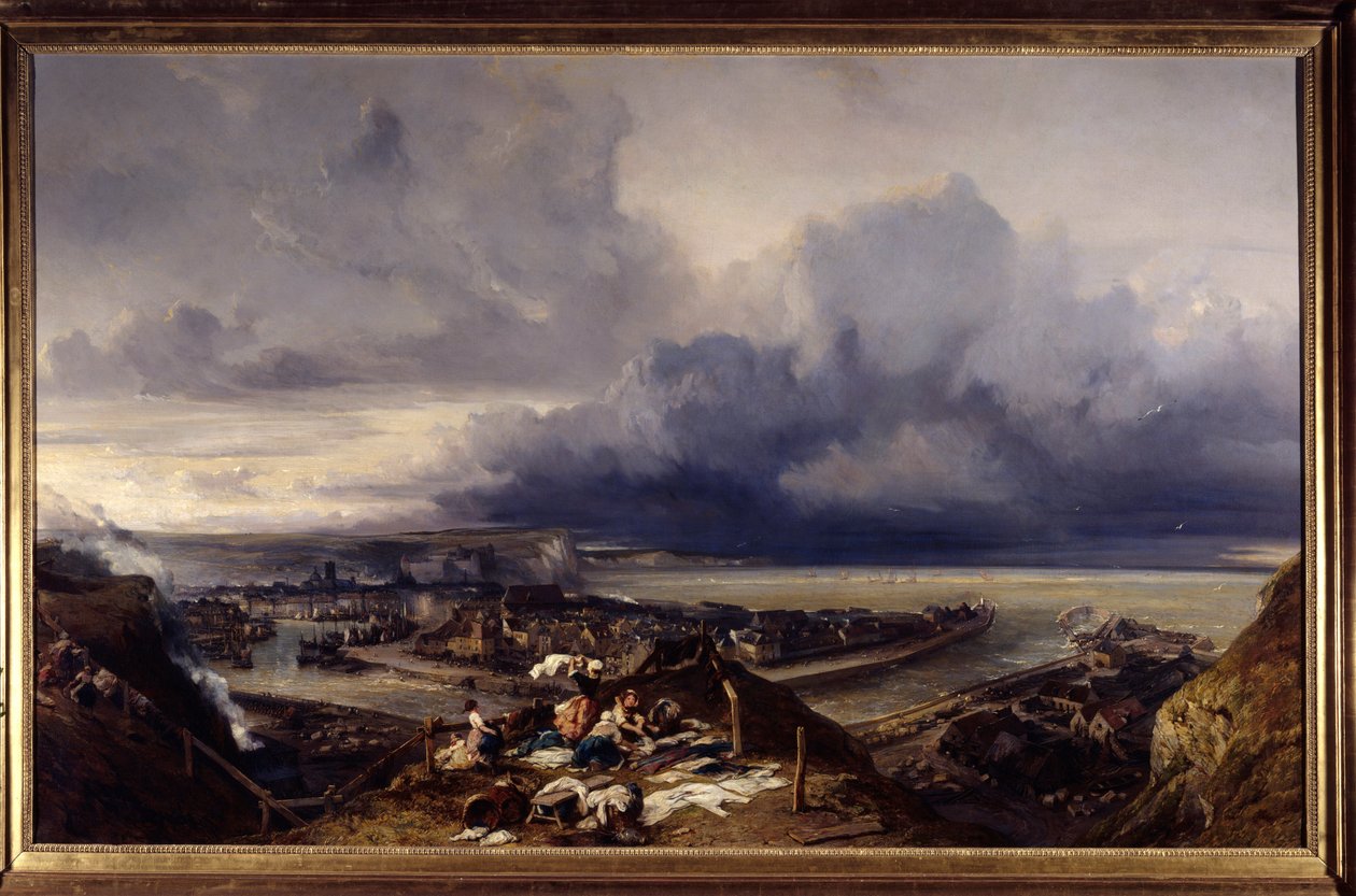 Vista del puerto de Dieppe en Normandía de Louis Eugene Gabriel Isabey