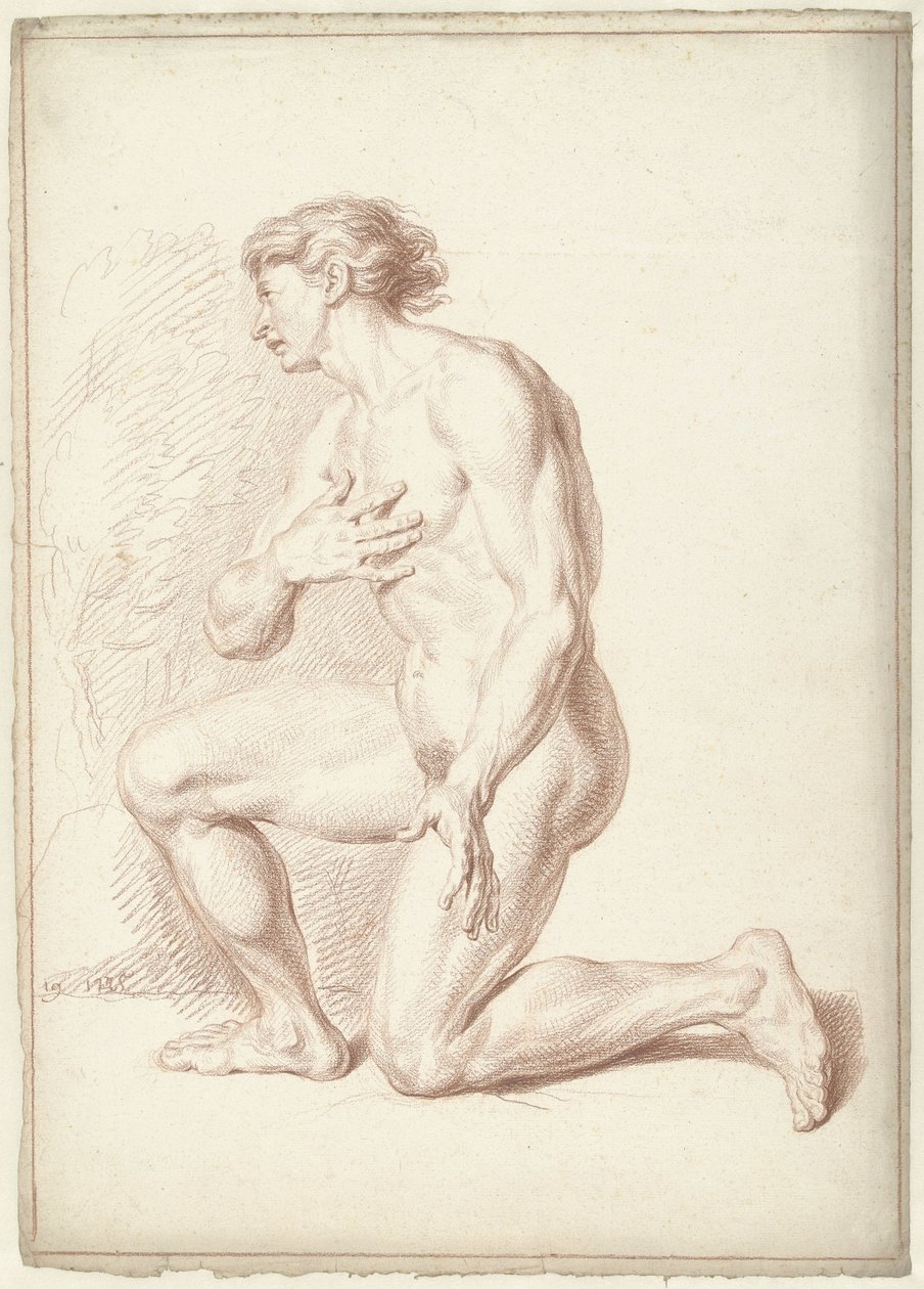 Hombre desnudo, arrodillado, mirando a la izquierda de Louis Fabritius Dubourg