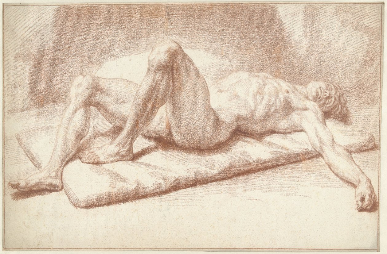 Hombre desnudo, tumbado de espaldas de Louis Fabritius Dubourg