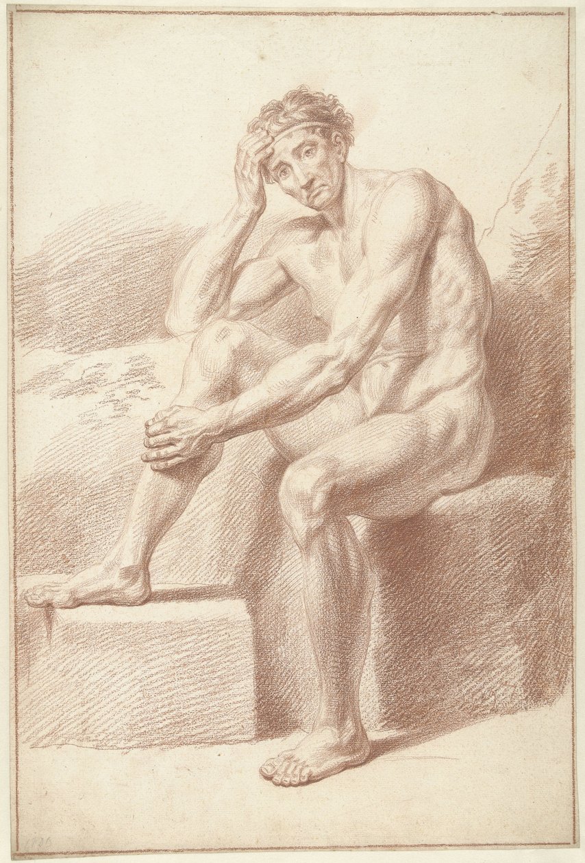 Hombre desnudo, sentado con las rodillas levantadas de Louis Fabritius Dubourg